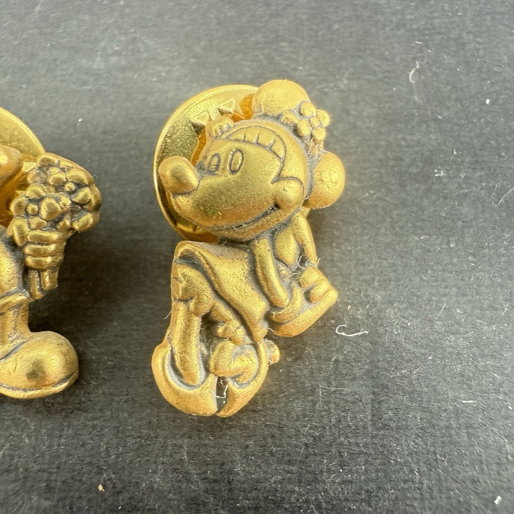 Mickey & Minnie Mouse Disney Gold Pin 1" Pin Pair - Picture 3 of 5